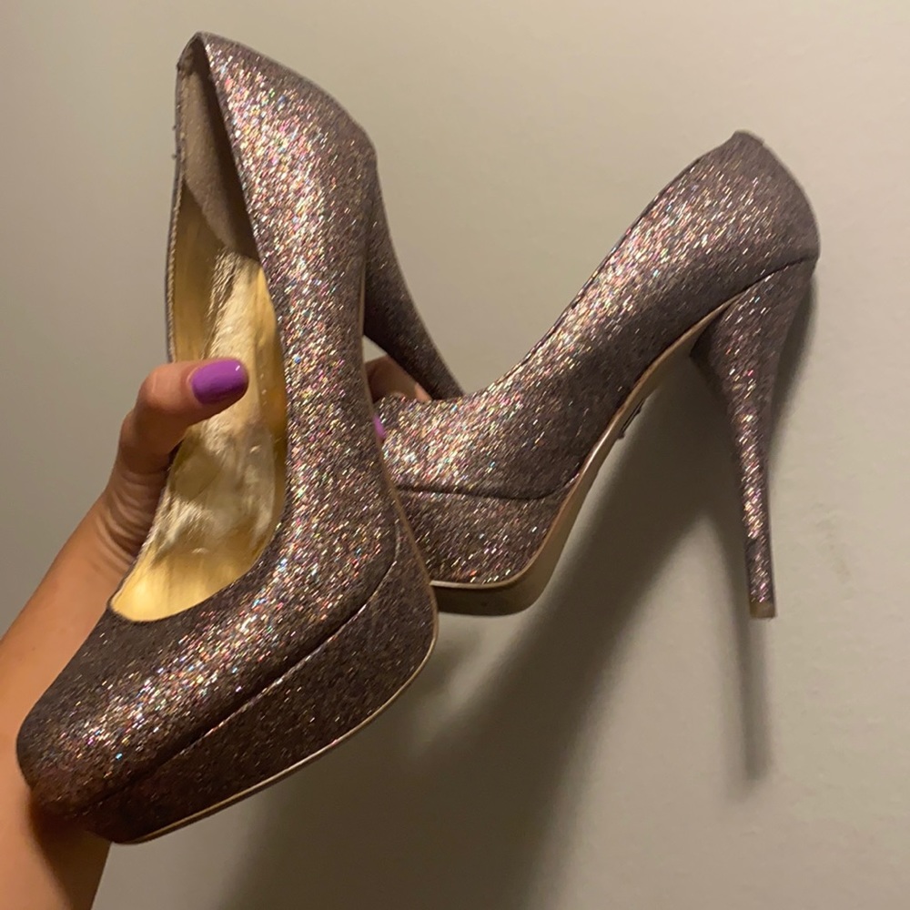 Bronze Glitter Heels